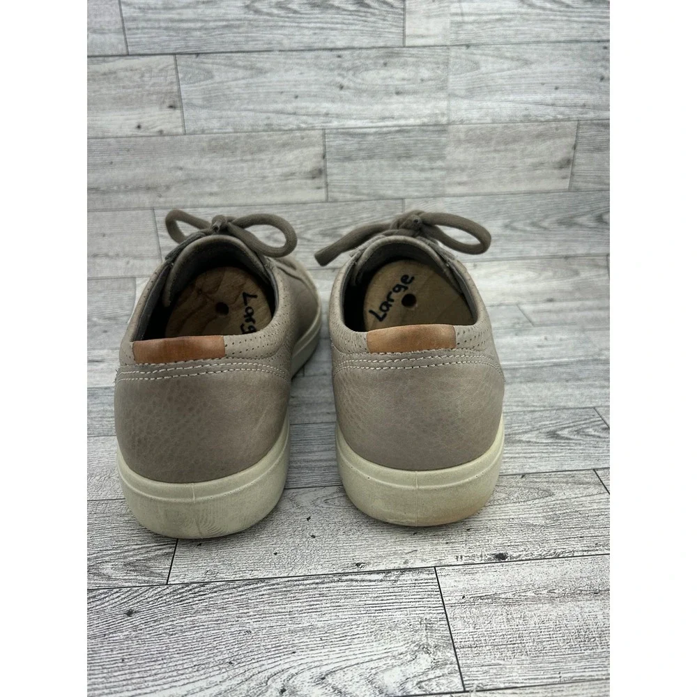 ECCO Soft 7 Men Sneaker Taupe Leather Low Top Lace Up‎ Shoes Size EU 43 US 9.5